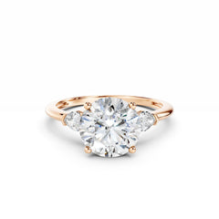 3 Carat Round Diamond Engagement Ring With Side pear Diamonds