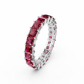 Princess Cut Ruby Eternity Ring - Round Ruby 3MM -