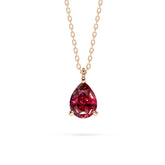 18K Gold Pear Cut Ruby Solitaire Necklace - 1 Carat