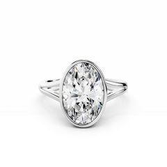 3 Carat Oval Diamond Engagement Ring V Shape Band