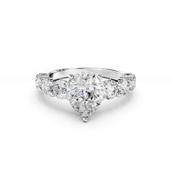 1.5 Carat Pear Cut Diamond Engagement Ring with Round Side Diamonds