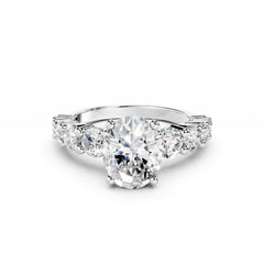 2 Carat Oval Diamond Engagement Ring with Round Pave Diamonds