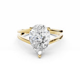 3 Carat Pear Cut Diamond Engagement Ring With V Band