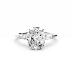 2 Carat Oval Diamond Engagement Ring With Baguette Side Diamonds