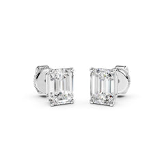 1 Carat Emerald Cut Diamond Earrings