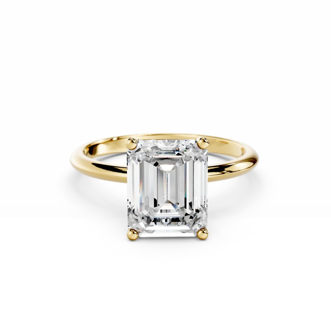 3 Carat Emerald Cut Diamond Engagement Ring 18K Gold