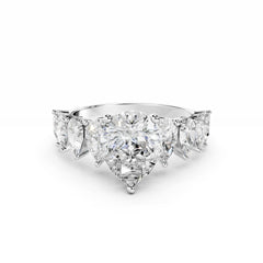 1.5 Carat Pear Cut Diamond Engagement Ring with Pear Side Stones