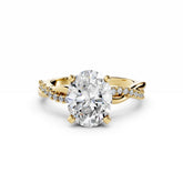 2 Carat Oval Diamond Engagement Ring With Intertwined Diamond Band