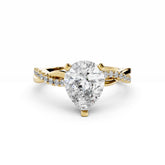 2 Carat Diamond Pear Engagement Ring With Spiral Band