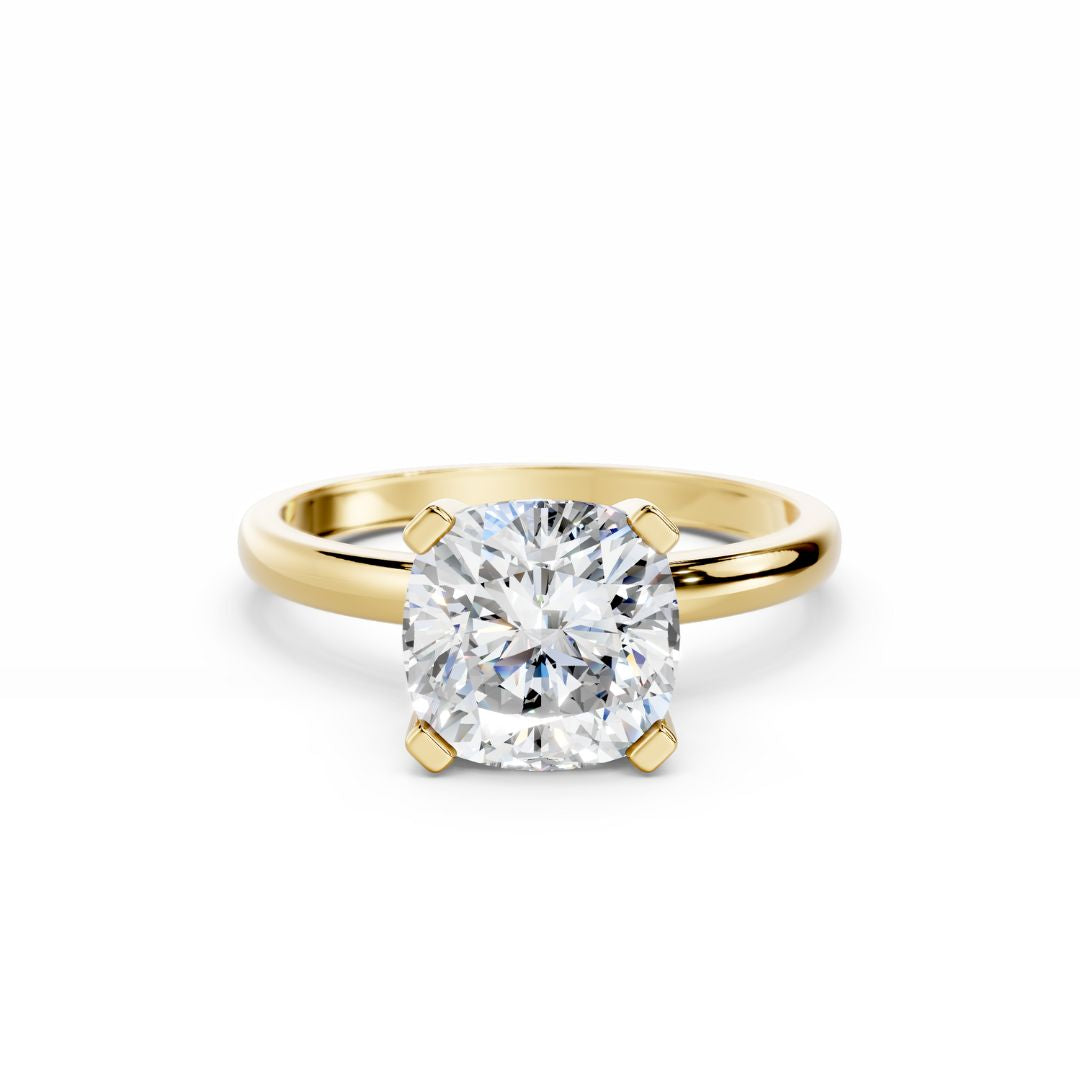 3 carat Cushion Diamond Engagement Ring 18K Gold