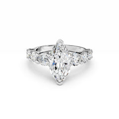 2 Carat Marquise Diamond Engagement Ring with Round Side Diamonds