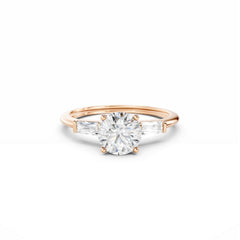 2 Carat Round Diamond Engagement Ring With Baguette Side Stone
