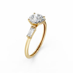 2 Carat Round Diamond Engagement Ring With Baguette Side Stone