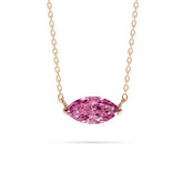 18K Gold Marquise Pink Diamond Solitaire Necklace - 1 Carat