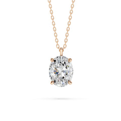 18K Gold Oval Cut Diamond Solitaire Necklace - 1 Carat