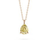 18K Gold Pear Cut Yellow Diamond Solitaire Necklace - 1 Carat