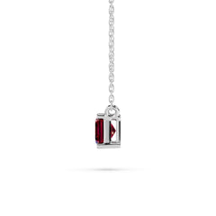 18K Gold Emerald Cut Ruby Solitaire Necklace - 1 Carat