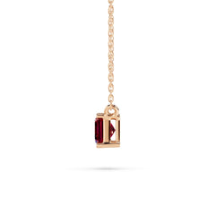 18K Gold Emerald Cut Ruby Solitaire Necklace - 1 Carat