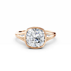 3 Carat Cushion Cut Diamond Engagement Ring Bezel Setting