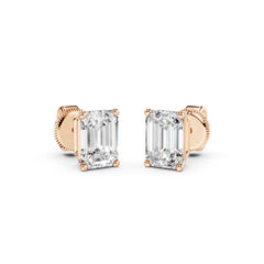 1 Carat Emerald Cut Diamond Earrings