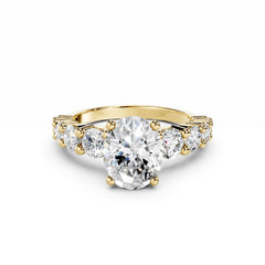 2 Carat Oval Diamond Engagement Ring with Round Pave Diamonds