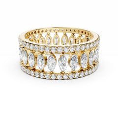 Double Row Marquise & Round Diamond Eternity Ring
