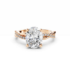 2 Carat Oval Diamond Engagement Ring With Intertwined Diamond Band
