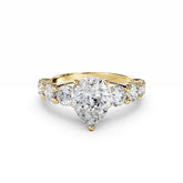 1.5 Carat Pear Cut Diamond Engagement Ring with Round Side Diamonds