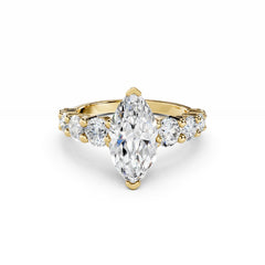 2 Carat Marquise Diamond Engagement Ring with Round Side Diamonds