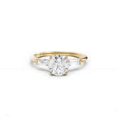1 Carat Round Diamond Engagement Ring With Side Baguette Diamonds