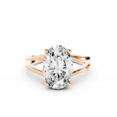 3 Carat Oval Diamond ENgagement RIng With V Shape Band