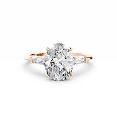 2 Carat Oval Diamond Engagement Ring With Baguette Side Diamonds