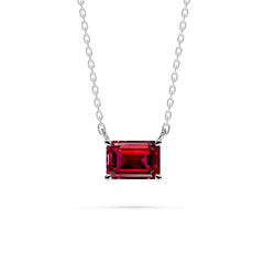 18K Gold Emerald Cut Ruby Solitaire Necklace - 1 Carat