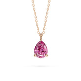 18K Gold Pear Cut Pink Diamond Solitaire Necklace - 1 Carat