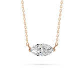 18K Gold Marquise Diamond Solitaire Necklace - 1 Carat