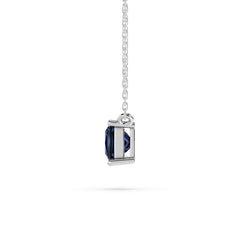 18K Gold Princess Cut Blue Sapphire Solitaire Necklace - 1 Carat