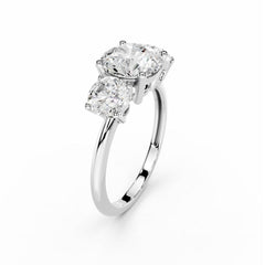 3 Carat Three Stone Round Diamond Engagement Ring