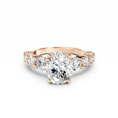 2 Carat Oval Diamond Engagement Ring with Round Pave Diamonds