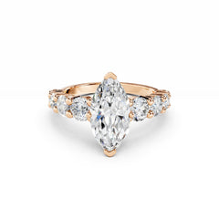 2 Carat Marquise Diamond Engagement Ring with Round Side Diamonds