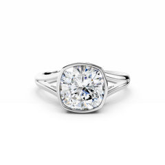3 Carat Cushion Cut Diamond Engagement Ring Bezel Setting