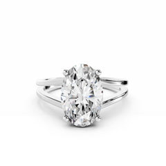 3 Carat Oval Diamond ENgagement RIng With V Shape Band