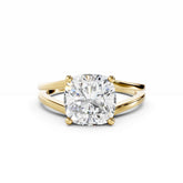 3 Carat Cushion Cut Diamond Engagement Ring V Band