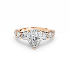 1.5 Carat Pear Cut Diamond Engagement Ring with Round Side Diamonds