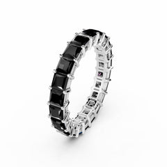 Princess Cut Black Diamond Eternity Ring - 3MM