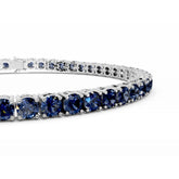 18K Gold Blue Sapphire Tennis Bracelet - 3MM Diamonds - 5 Carat