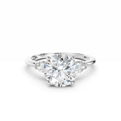 3 Carat Round Diamond Engagement Ring With Side pear Diamonds