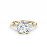 1.5 Carat Round Diamond Engagement Ring With Pear Sidetone Diamonds