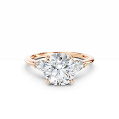 3 Carat Round Diamond Engagement Ring With Pear Sidetone Diamonds