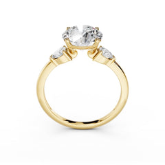 3 Carat Round Diamond Engagement Ring With Pear Sidetone Diamonds