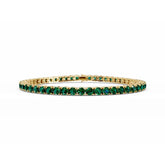 18K Gold Emerald Tennis Bracelet - 3MM Diamonds - 5 Carat
